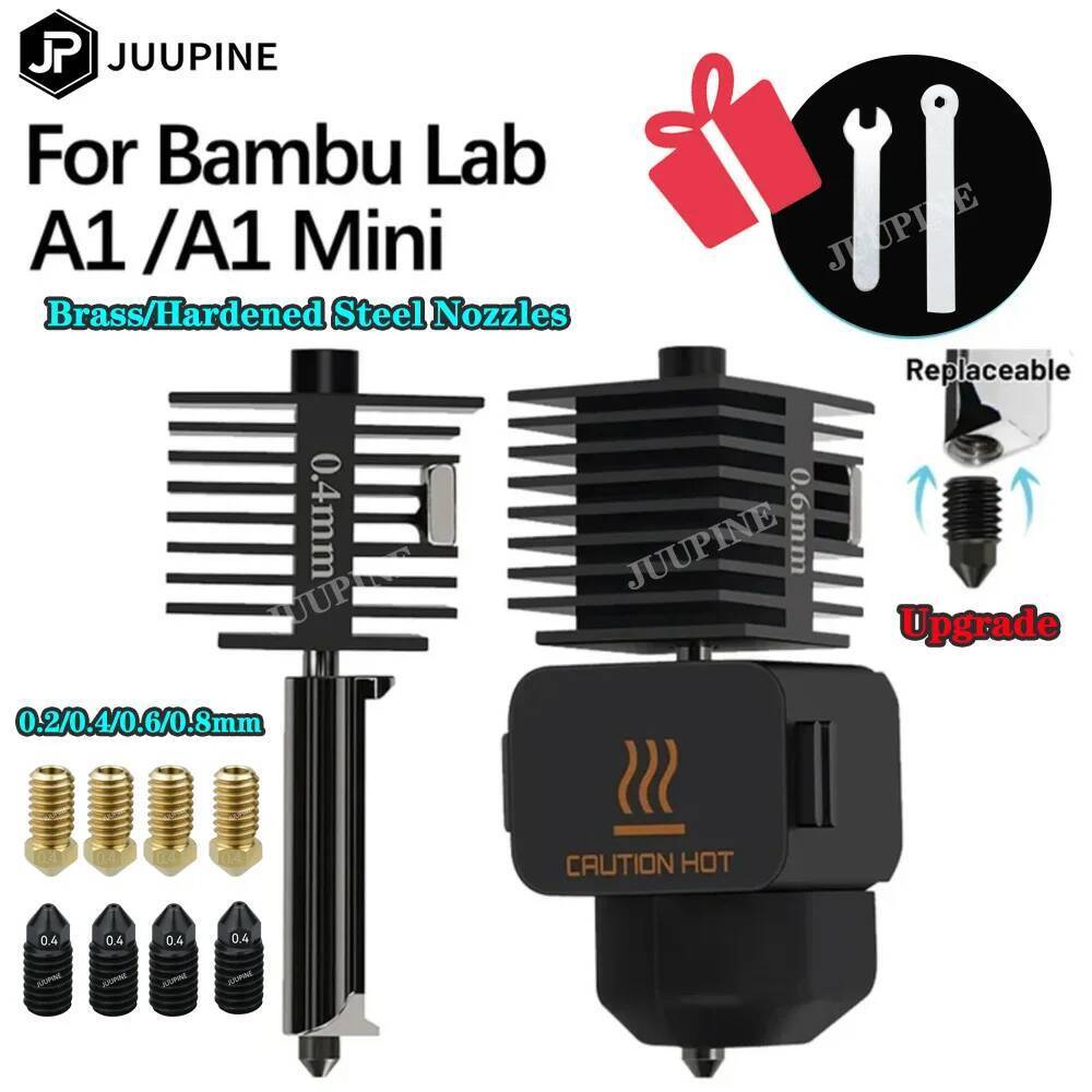 สําหรับBambu Lab A1 หัวฉีดBambu Lab A1 Miniหัวฉีดชุดทองเหลืองเหล็กชุบแข็ง 0.2 0.4 0.6 0.8 สําหรับBam