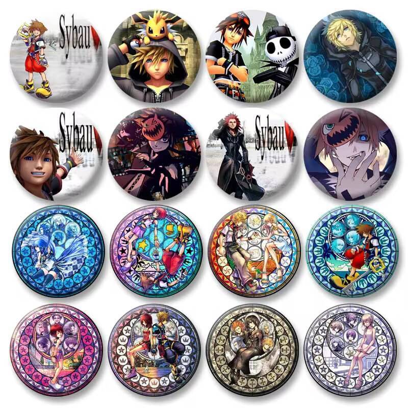 เกม K-Kingdom H-Hearts เคลือบ Pins การ์ตูนรอบเหรียญป้ายน่ารักเข็มกลัดกระเป๋าเสื้อรองเท้าตกแต่งเครื่อ