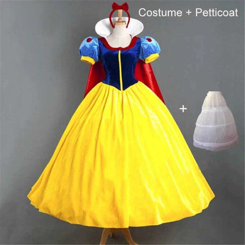 C Adult Cartoon Princess Snow White Cosplay Costume Princess Dress Women Halloween Party Costume Ad