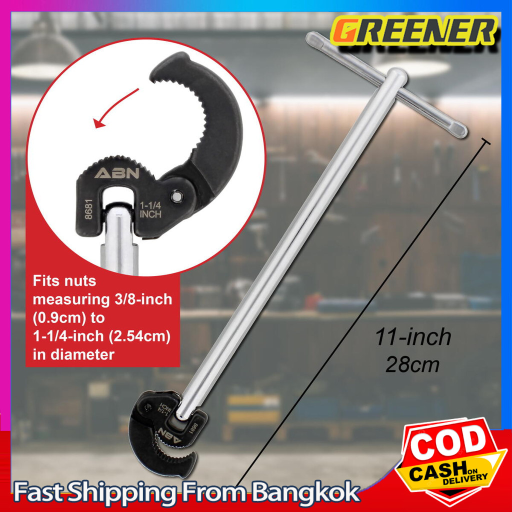 Greener ประแจขันน๊อต ใต้อ่างล้างหน้า ขนาด 11 นิ้ว รุ่น 87-448 ( Basin Wrench ) ประแจขันก๊อกอ่างล้างหน้า,12 นิ้วอ่างล้างจ