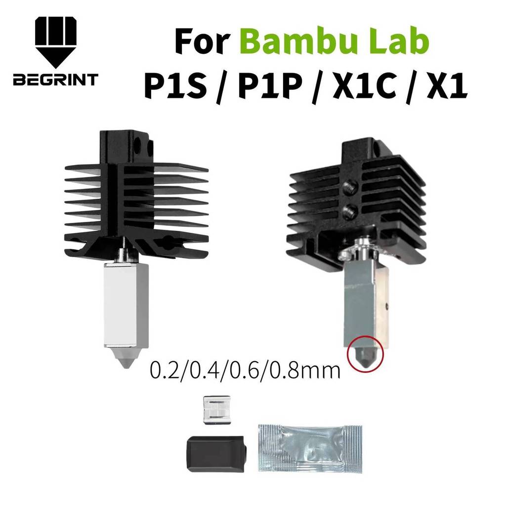 Original Hotend ชุดสําหรับ Babambu Lab P1S P1P X1C X1, ประสิทธิภาพความร้อนอย่างรวดเร็วพร้อมหัวฉีด 0.