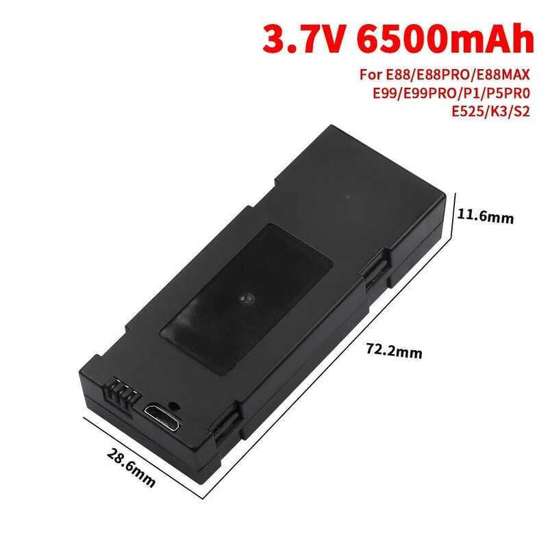 ▥ 3.7V 6500Mah E88 แบตเตอรี่อุปกรณ์เสริมสําหรับe88 E88pro E99 P1 K3 Lse525 E525 PRO Mini Uav