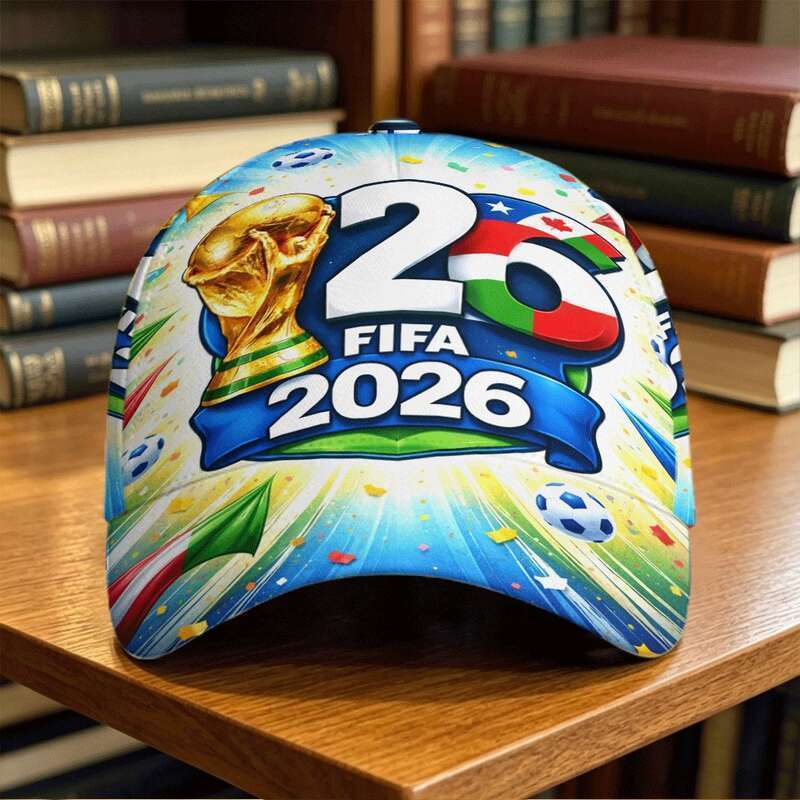 FOOTBALL Celebration Cap Colourful Confetti with Trophy & "FOOTBALL 2026" แบนเนอร์ - หมวกกิจกรรมงานร