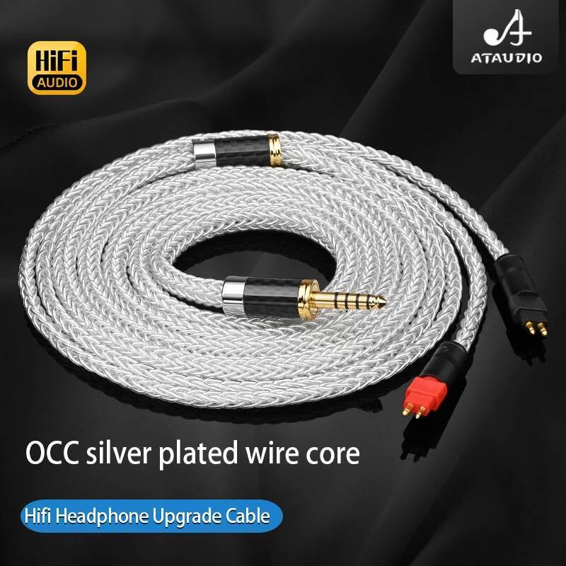 ATAUDIO HiFi หูฟังอัพเกรดสาย 16 ขาตั้ง OCC แกนลวดชุบเงิน 2Pin 2.5/3.5/4.4/6.5 มม./4Pin XLR ปลั๊กตัวผู้สายเสียง