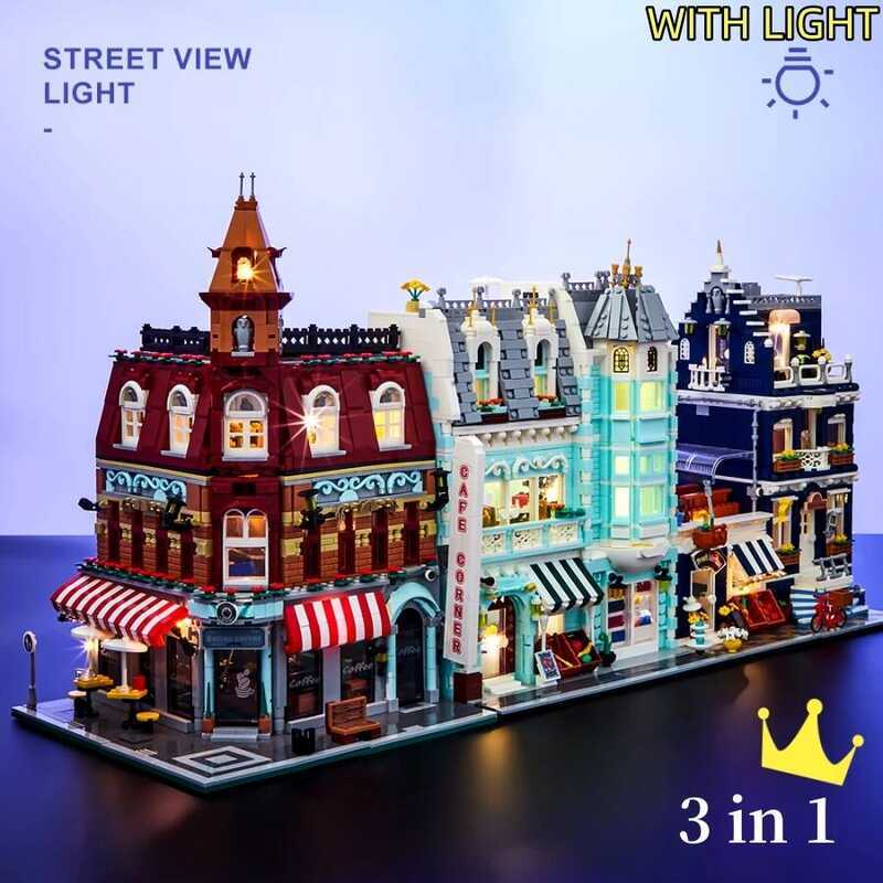 C MINI Bric European Market Street Café Villa Store Houe Building Bloc City Street View Scene Model