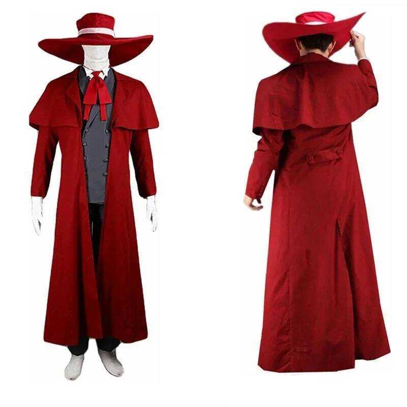 C New Vampire Hunter Cosplay Hellsing Alucard Costumes Cool Man Suits Content Long Coat Best Outfit