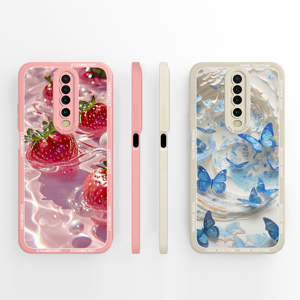 Pretty Strawberry สําหรับ Xiaomi Redmi K30 K30i K30S K30 Racing กรณีของเหลวป้องกันกระเป๋าโทรศัพท์สําหรับ RedmiK30i ปกหลังสําหรับ Poco X2 กรณี Capa Shell Housing