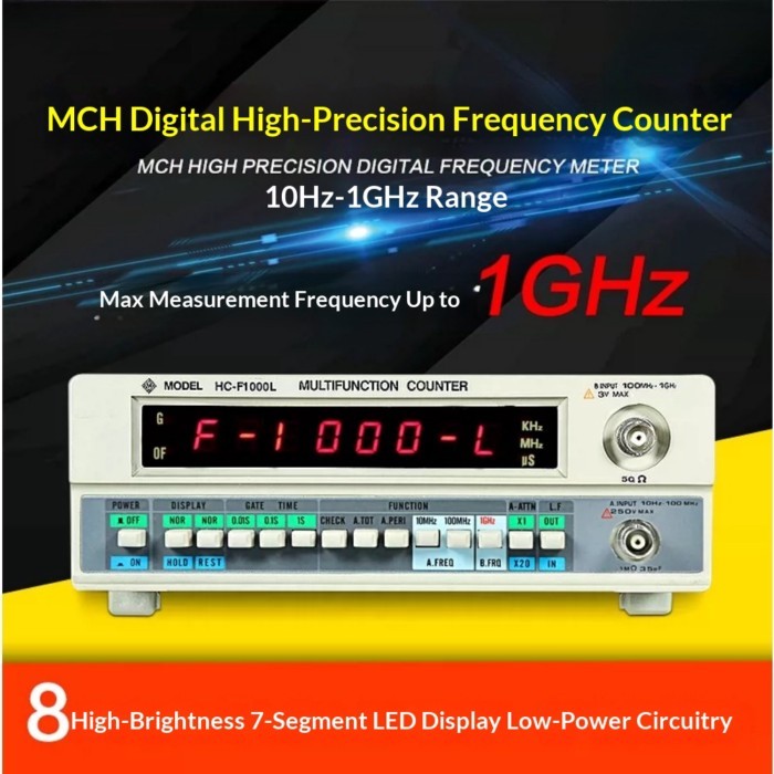 8 Led Display MHc-F1000L Frequency Meter 1G Frequency Crystal Oscillator Signal Counter Tester