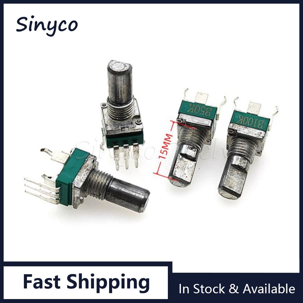 2PCS แนวตั้งเดี่ยว R097 RK097 ซีล Potentiometer Shaft 15 มม.3Pin พร้อม Backet B1K B2K B5K B10K B20K B50K B100K B250K B500K B1M