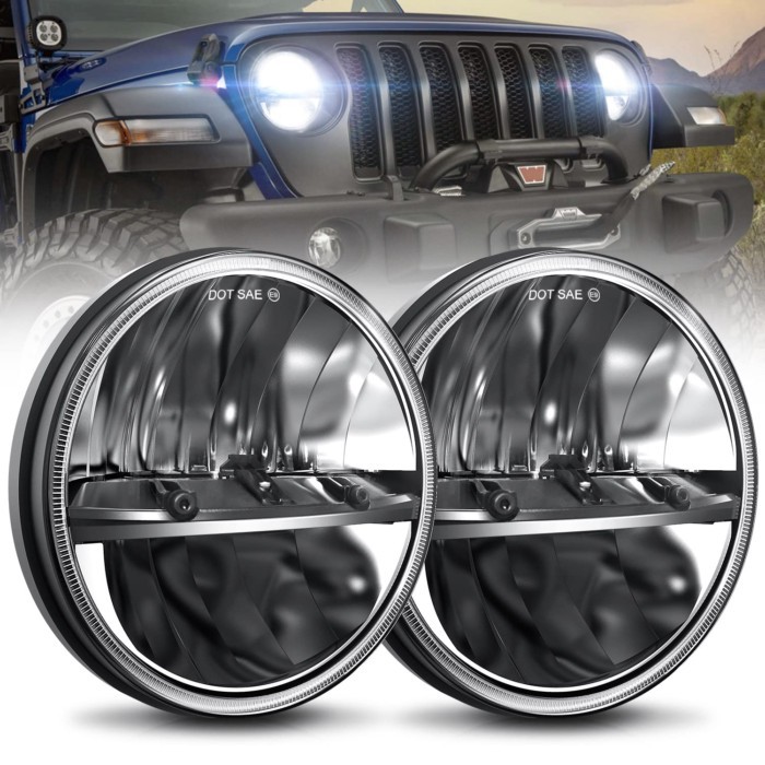 7 Inch Led Headlight Daytime Running Lights for Cars  Jeep Wrangler JK Niva Lada UAZ Hunter Offroad