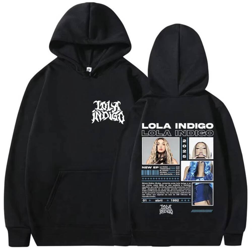 นักร้อง Lola Indigo อัลบั้ม 2026 Graphic Hoodie ผู้ชายผู้หญิง Hip Hop Pop แฟนเสื้อแฟชั่นคุณภาพสูงขนแ
