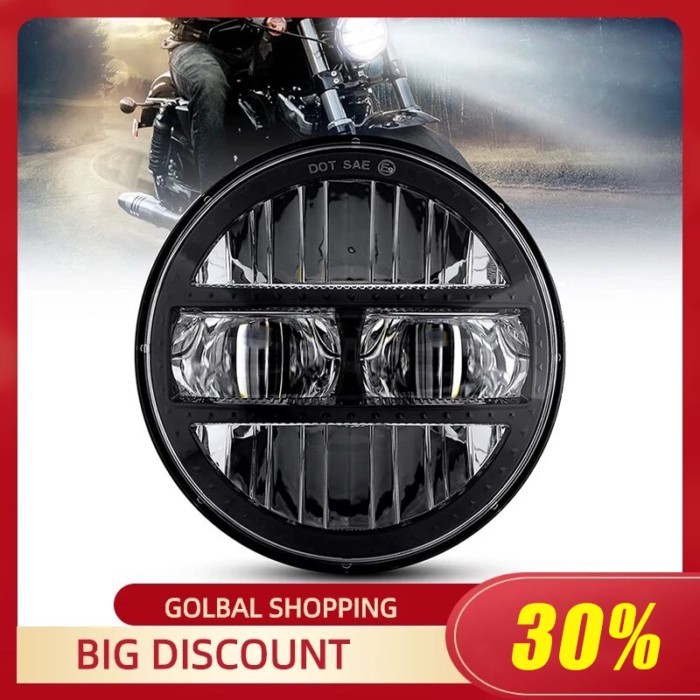 Black 5.75Inch Motorcycle Projector Led Headlight 5.75" H4 Headlamp With DRL For Harley Bike For Sp