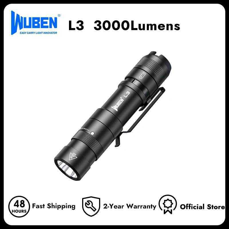 C WUBEN L3 Flashlights High Lumens, 3000 Lumen Tactical Flashlight Rechargeable, Dual-Way Charging