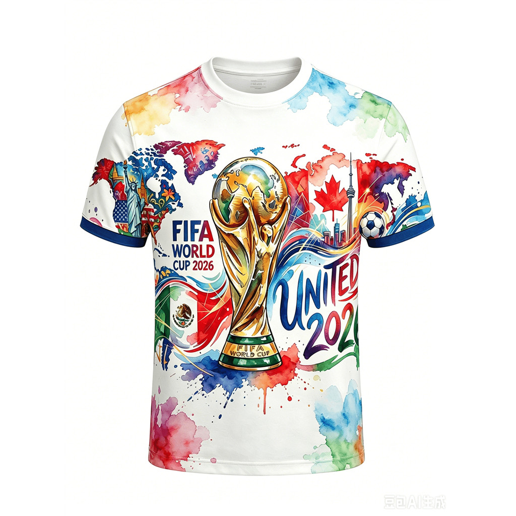 2026 US Canada Mexico World Cup รูปแบบการออกแบบฟุตบอล, casual carnival party เสื้อยืดแขนสั้น POLO สําหรับเด็กและผู้ใหญ่