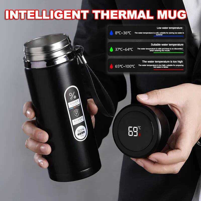 C 500Ml-1Liter Stainless Steel Thermos Bottle With LED Temperature Display Sus304 Water Bottle Vacu
