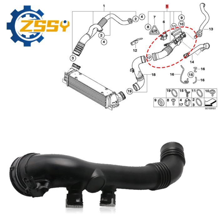 13717590306 11657556554 Engine Air Intake Hose Intake Pipe For BMW 335i xDrive 335is 335xi 2007-201