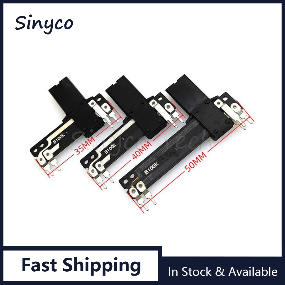 5PCS 35 มม.40 มม.50 มม.ตรงสไลด์ Potentiometer B100K Light Shaft 16 มม.SC-158N SC-208N SC-308N เดี่ยว 5Pin Mixer Fader