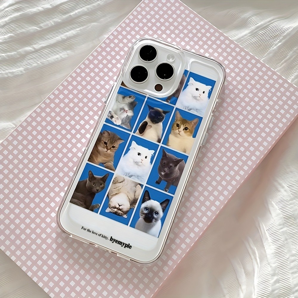 (สต็อกในไทย) เคสโทรศัพท์ลายตารางแมวน่ารัก เคสใสป้องกันแบบนุ่ม TPU| สำหรับรุ่นไอโฟนและคนรักแมว