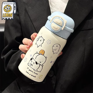 แก้วสะแตนเลสเก็บความเย็น304 ลายการ์ตูนน่ารัก พร้อมหลอดดูด ขนาด500ml