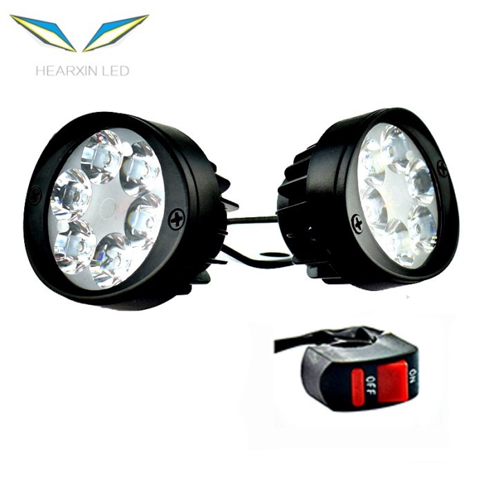 2pcs Motorcycle Headlight Fog Driving Lights Front Headlamp 6LED 12V Motorbikes Rear View Mirror Sp