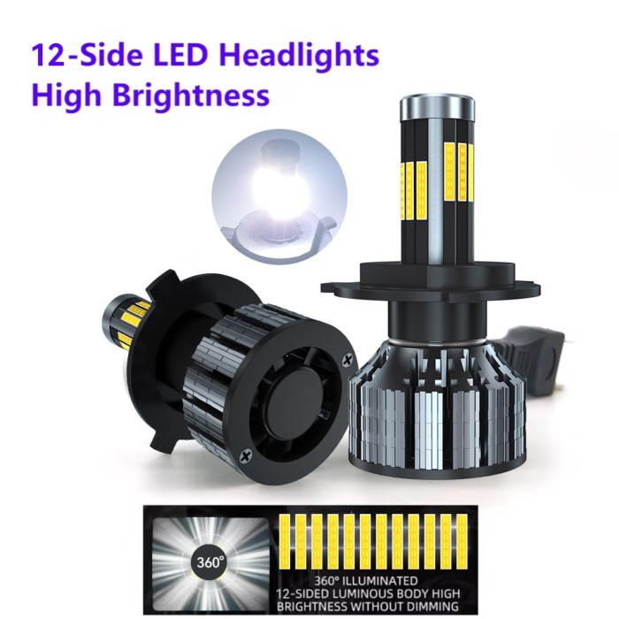 2PCS 4 6 8 10 12sides Led 12V H11 H7 14000LM HB3 9005 HB4 9006 H4 Led Headlight Bulb Canbus 120W 3D