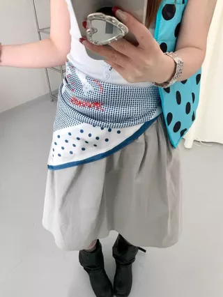 สไตล์ใหม่ฤดูร้อน Polka Dot ขี้เกียจลูกแมวผ้าพันคอผ้าไหมผ้าพันคอสแควร์ y2k แฟชั่น All-Match Multi-Purpose Tube Top S