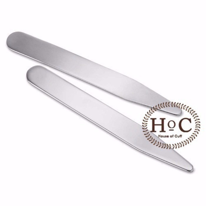 Houseofcuff Collar Bar เข็มกลัด Pin Suit Wedding Best Man MAGNETIC COLLAR STAY STEEL SILVER XL