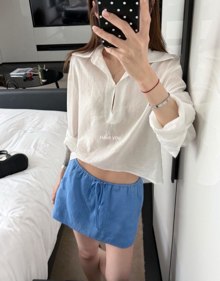 Have you Linen Low-Waist Straight Skirt Women Summer Korean Casual a-Line Short Skirt