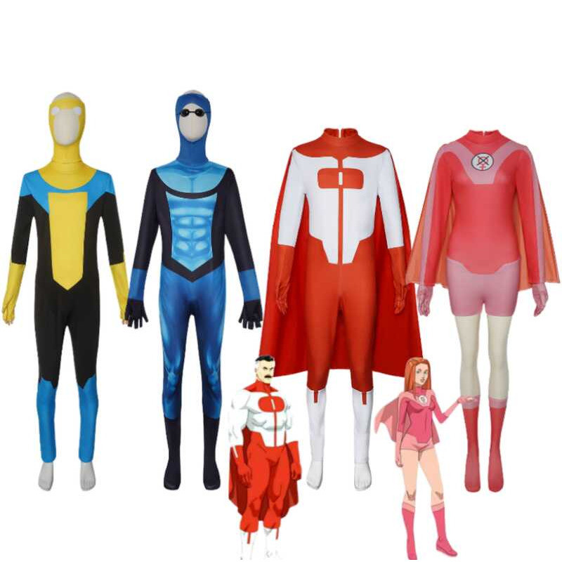 C Anime Erhero Cosplay Invincible Mark Grayson Jumpsuit Cloak Co Omni-Man Atom Eve Man Halloween Ca