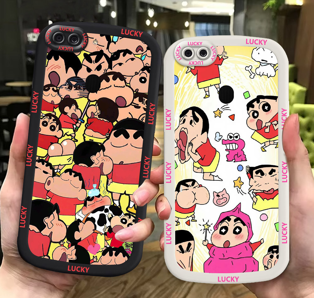 G43 Crayon Shin-chan ขาวดำเคสโทรศัพท์หรับ OPPO A12E A12S A7 A11K A12 A5S ปก