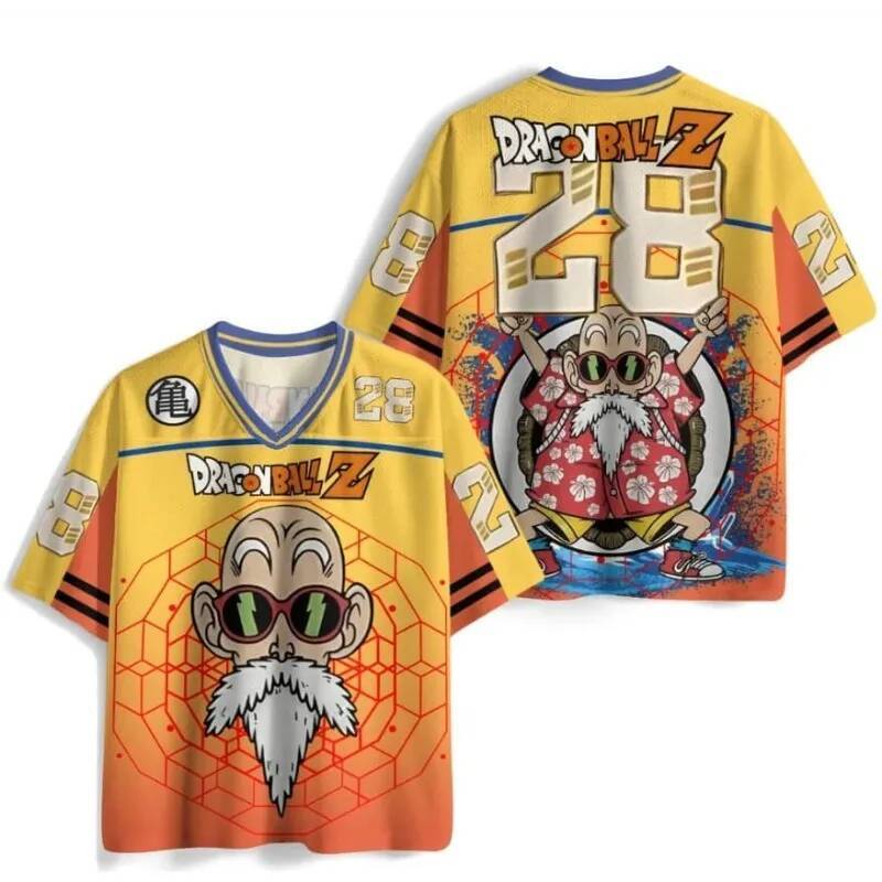 Dragon Ball Z Master Roshi 28 Oversize Boxy Jersey V คอสั้นแขนสั้นอะนิเมะเสื้อยืด Streetwear Casual กีฬาสําหรับแฟนๆ