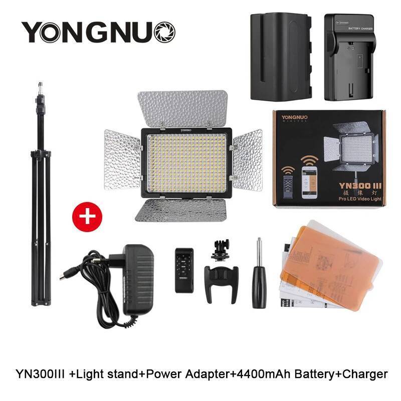 YongNuo YN300 III YN300III 3200k-5500K CRI95 กล้องภาพ LED Video Light อุปกรณ์เสริมอะแดปเตอร์ไฟ AC NP