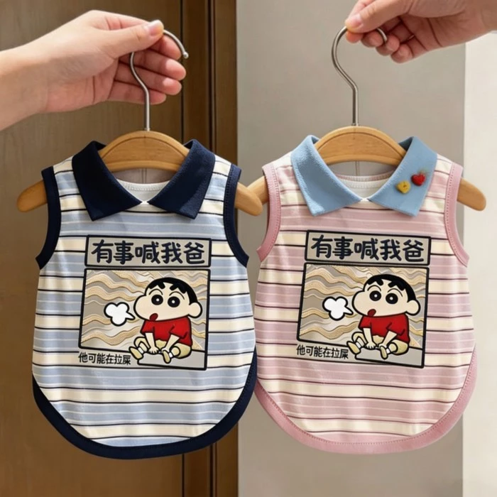 [คลังสินค้าพร้อม] ลายทางสีตัดกันสไตล์บาง ปก โปโล พิมพ์เสื้อผ้าสัตว์เลี้ยงระบายอากาศ thumbnail 5