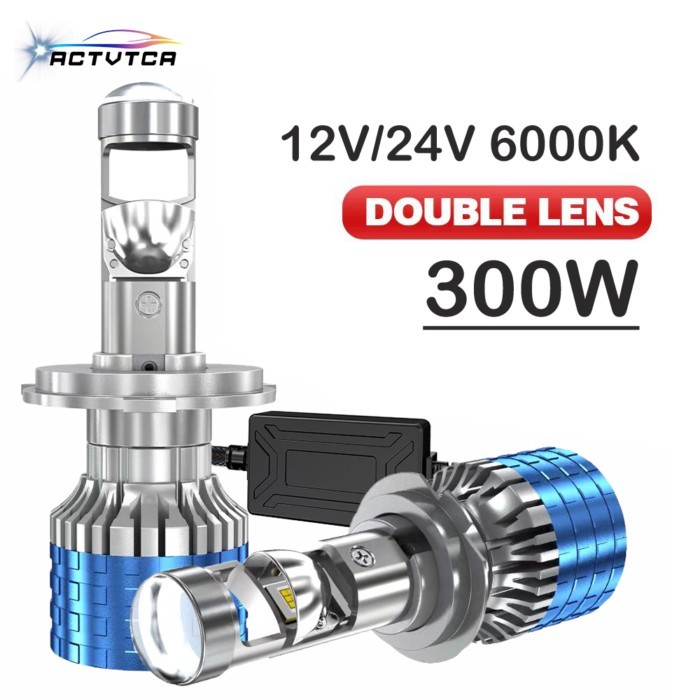 ACTVTCA 300W H7 H4 LED Headlight Mini Lens Projector H9 H11 9005 9006 Auto Low Beam Canbus Bulb For
