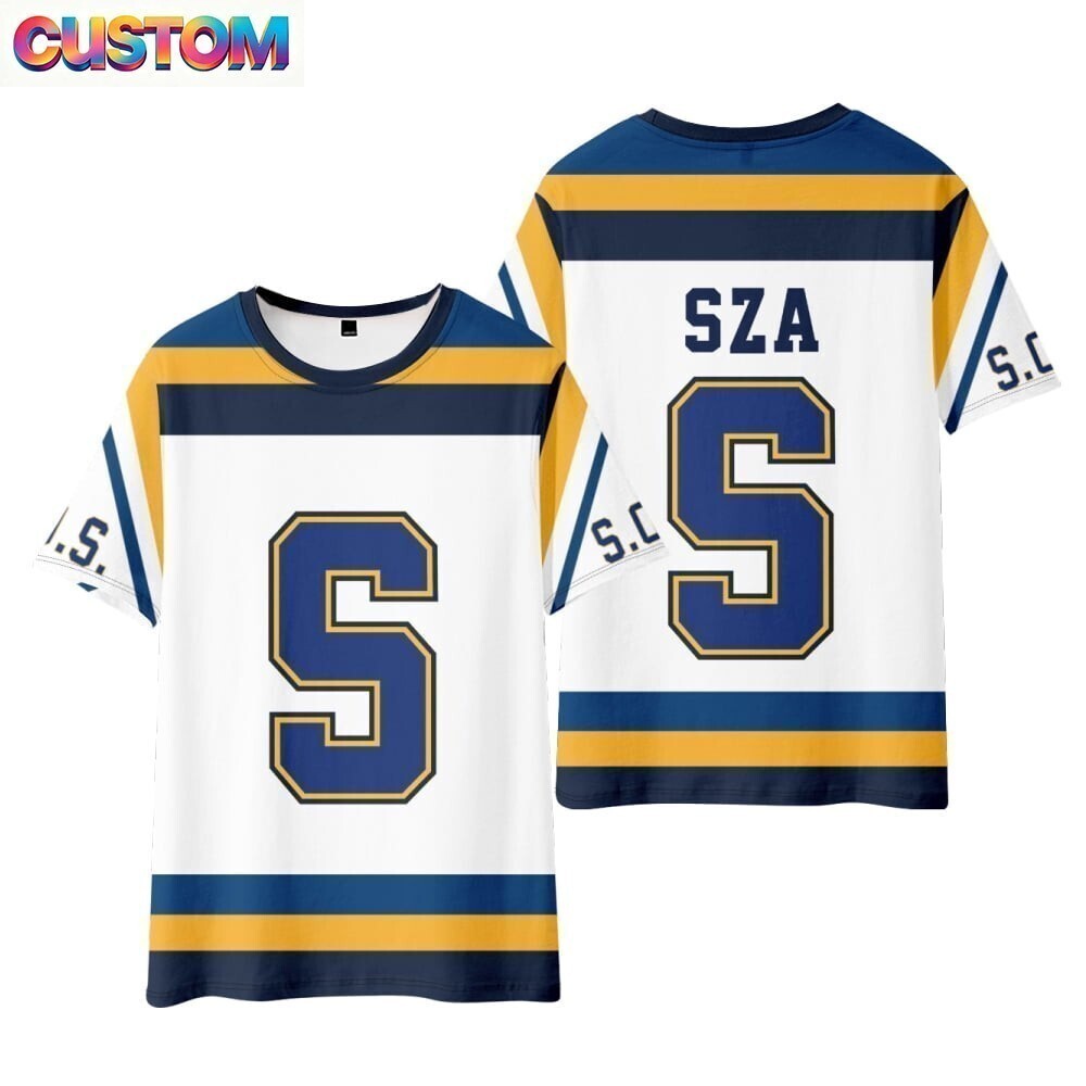 Free Custom ชื่อและหมายเลขSZA SOS Jersey เสื้อยืด North America Tour Merch Tee คอสเพลย์ผู้หญิงผู้ชาย