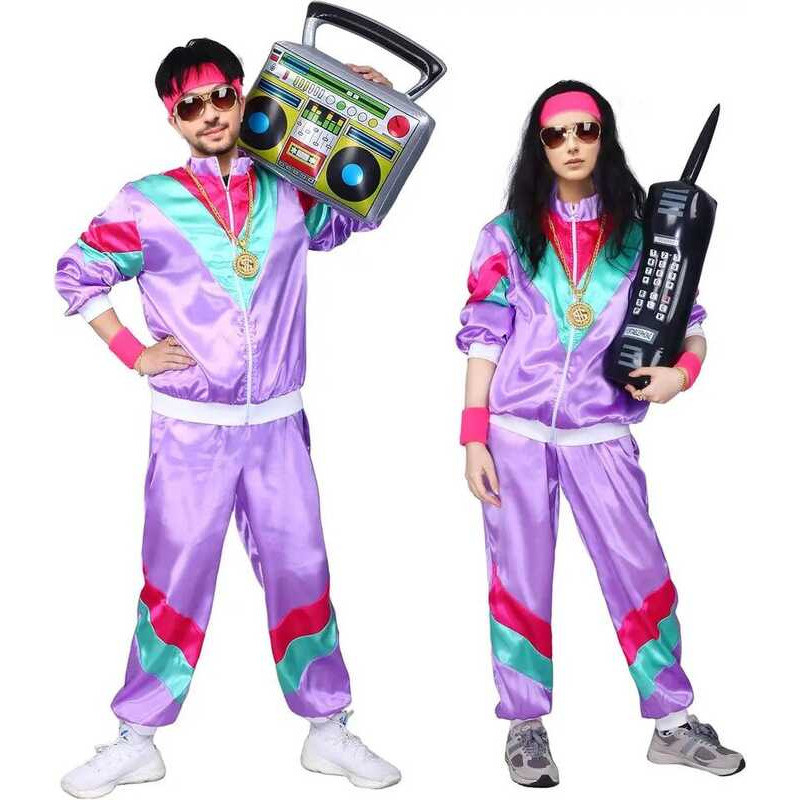 C Kicpot 80S Costumes For Women,Retro Tracuit Jacket Shell Hip Hop Suit,0S 80S Outfit For Women Par