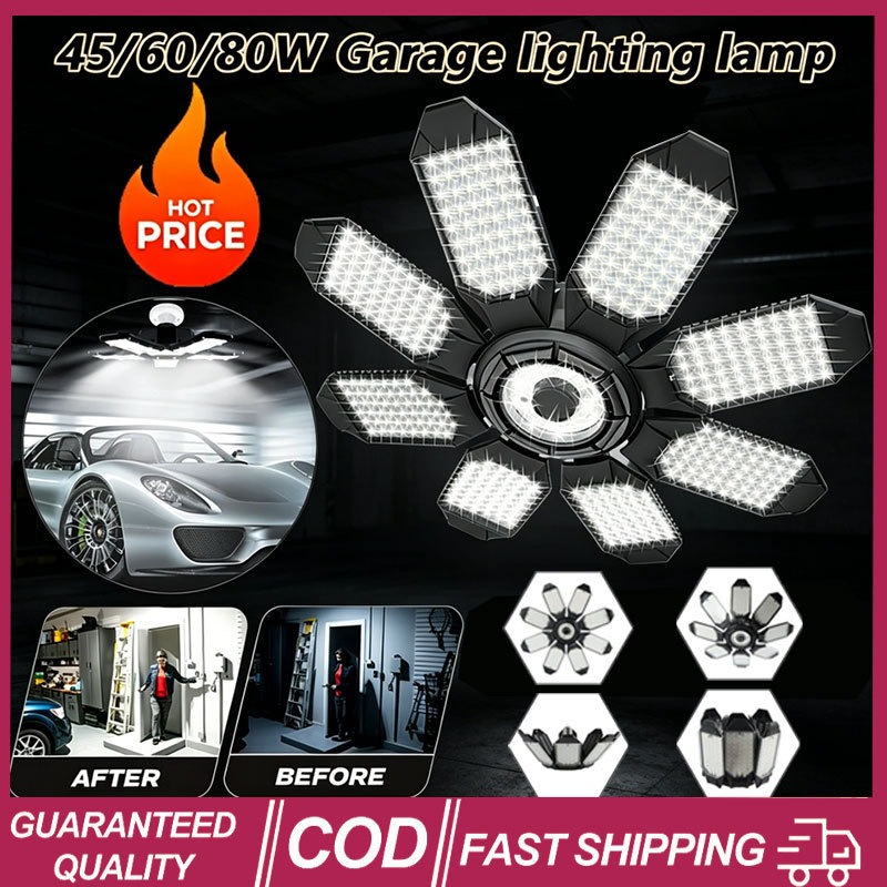 （🔥New Arrival🔥）2pc Led Garage โคมไฟเพดาน 40/60/80W Workshop Deformable โคมไฟ E26/E27 สกรูไฟตกแต่ง