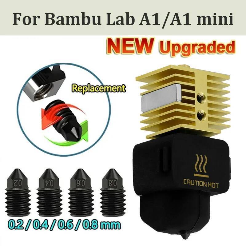ใหม่ Hotend สําหรับ Bambu Lab A1 mini Assembly Hotend ชุด 0.2 0.4 0.6 0.8 มม.เปลี่ยนหัวฉีดสําหรับ Ba