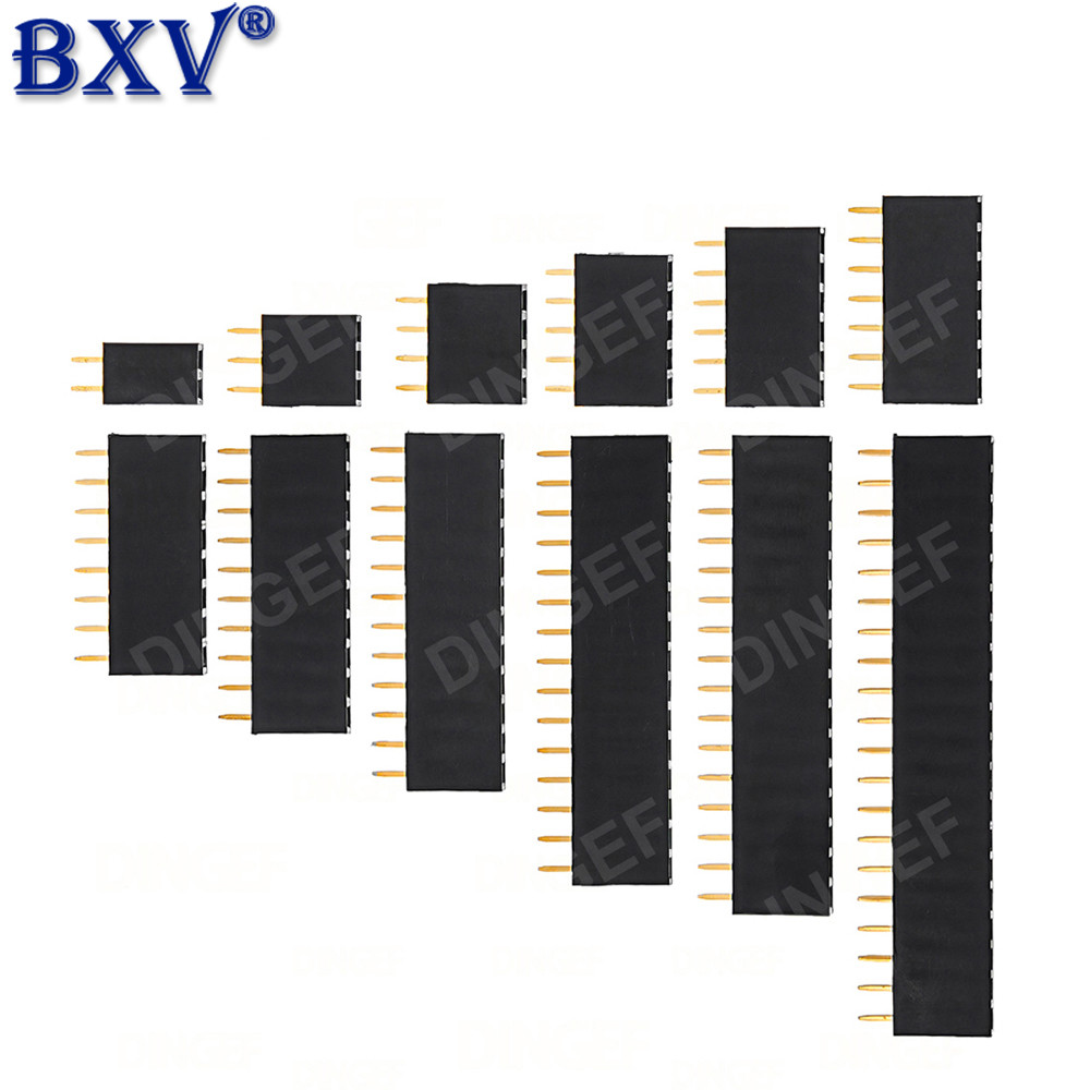 10PCS 2.54mm Pitch Single Row Female Headers - อเนกประสงค์ PCB Socket Connectors (1x2P ถึง 40P) สําหรับ Electronics Prototyping & DIY สายไฟ