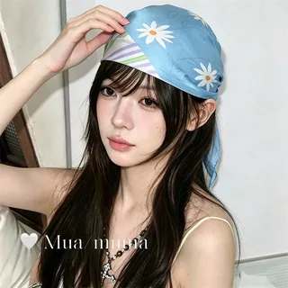 แฟชั่นที่ไม่ซ้ํากัน ins สไตล์ฤดูใบไม้ผลิฤดูร้อน Star Headscarf หญิง High-End Sense ผ้าพันคอ All-Match ผ้าพันคอสแควร์ 68 ซม.ผ้าพันคอ