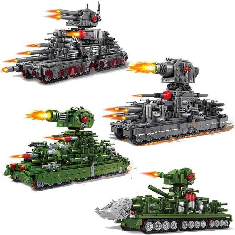 C MOC War Games World Of Tan Building Bloc Ww2 Military Army Tank Kv44 KV Tank Model Rotating Turre