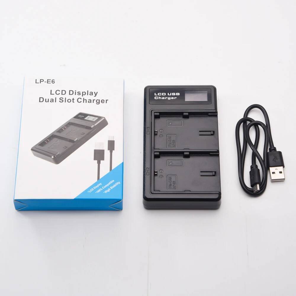 NP-FH50 Dual USB Battery Charger จอแสดงผล LCD สําหรับ Sony NP-FP30, NP-FP40, NP-FP50, NP-FP60, NP-FP
