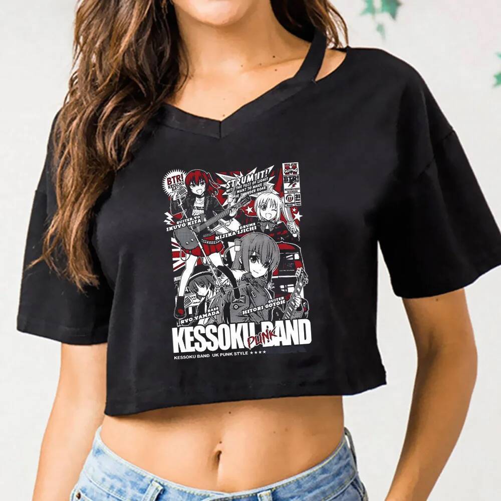 Bocchi the Rock crop top วัยรุ่น Grunge streetwear ฤดูร้อน gothic cutecore t เสื้อ streetwear haraju