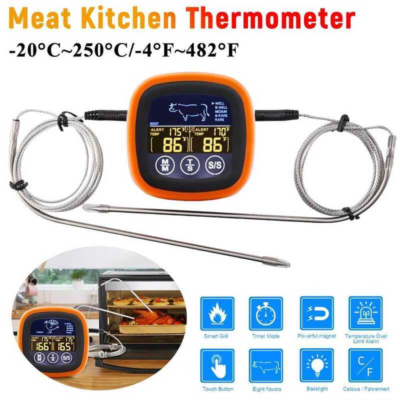 C Digital Meat Kitchen Thermometer Timer Mode Waterproof Steak BBQ Timer Cooking Tools Kitchen Meat
