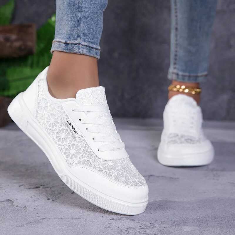 C DJSUNNYMIX Shoes Women Vulcanized Shoes White Sneakers Lightweight Athletic Breathable Comfortabl