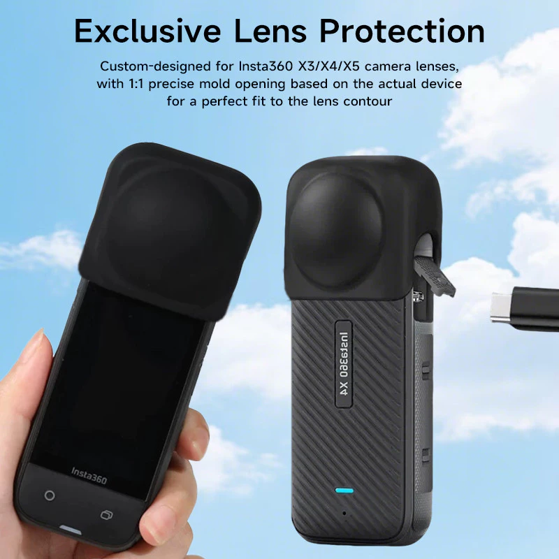 ฝาเลนส์สำหรับ Insta360 X5 X4 X3 อุปกรณ์ปกป้อง Insta 360 X5 กล้องป้องกันฝุ่นป้องกันรอยขีดข่วนซิลิโคนเลนส์กรณีป้องกัน thumbnail 5