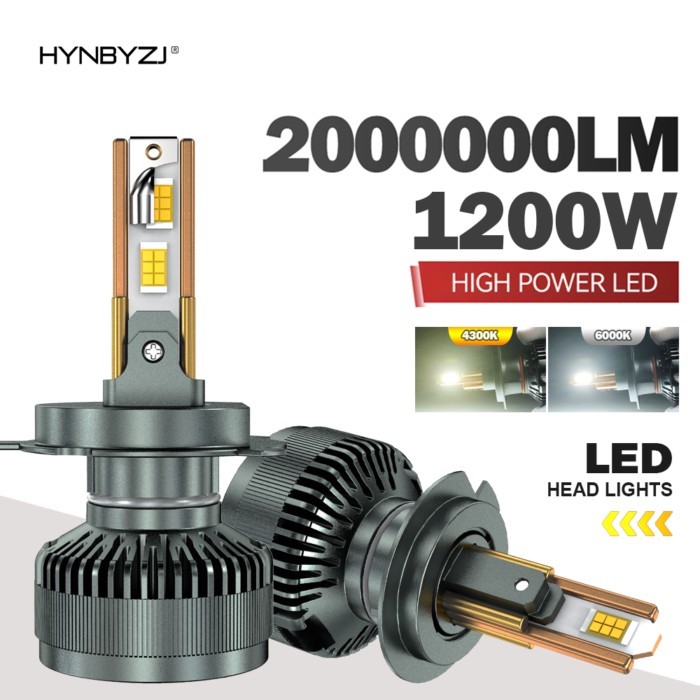 HYNBYZJ 4300k H4 LED Headlight Bulbs 2000000LM H1 H7 H11 9005 9006 Super Bright 6 Copper Tube LED H