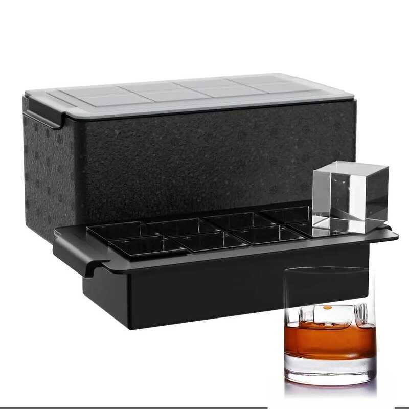 C Clear Ice Cube Tray For : 2Inch Clear Ice Cube Maker -Square Ice Cube Tray For Bourbon Old Fashio
