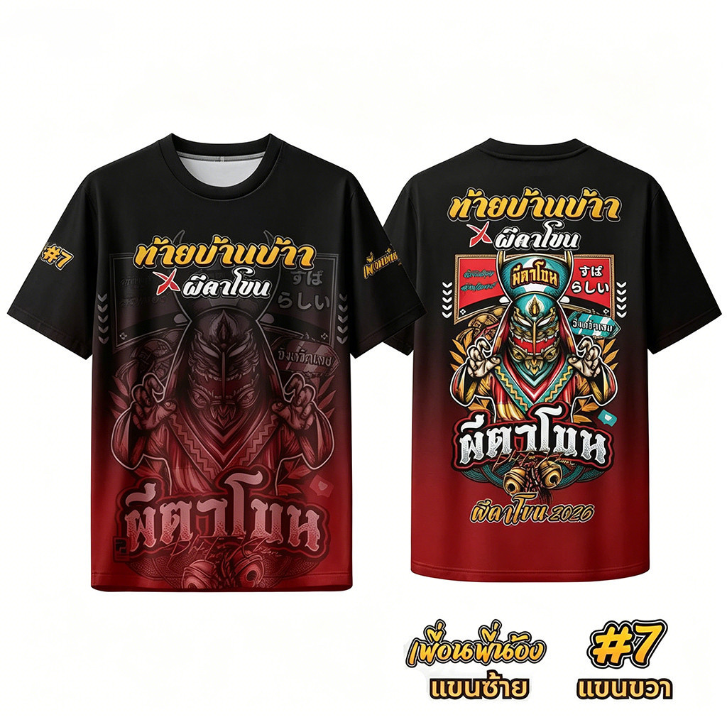 ((qianyun02) เสื้อผีตาโขน เสื้อพิมพ์ลาย ผีตาโขนด่านซ้าย สวมสบาย ดีไซน์เก๋ ราคาดีเวอร์