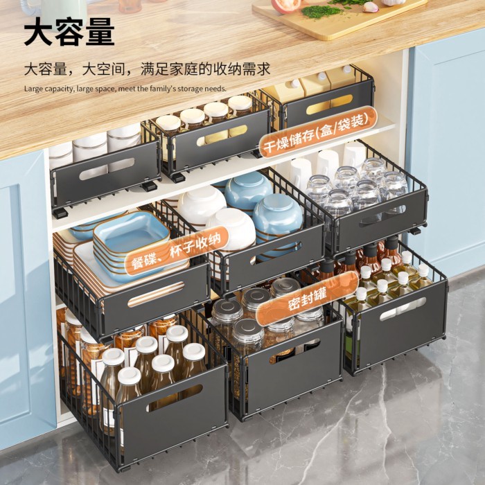 ร้อน!! Carefully Selected Kitchen Pull-out Storage Racks สําหรับครัวเรือน Multi-functional Seasoning